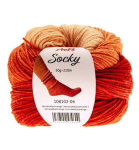 Hilo Socky, 50 g / 210 m, terracota / naranja