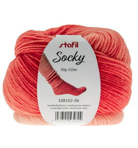 Hilo para calcetines, 50 g / 210 m, coral / rosa claro