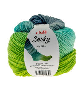 Socky yarn 50gr / 210mtr, Green / turquoise / blue