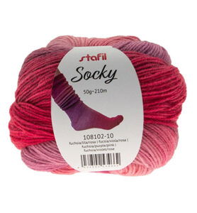 Hilo para calcetines, 50 g / 210 m, fucsia / morado / rosa