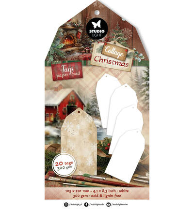 SL Tag paper pad White tags Cottage Christmas nr.14 – 20 Sheets
