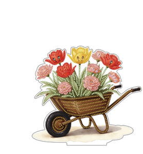 Diamond Painting acrylstaander – Kruiwagen met bloemen