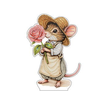Diamond Painting acrylstaander – Muis met roos