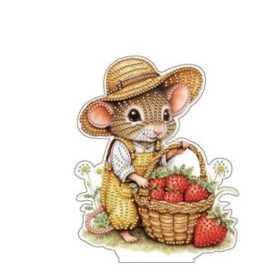 Diamond Painting acrylstaander – Muis met aardbeien