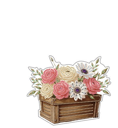 Diamond Painting acrylhanger – Kist met bloemen 01