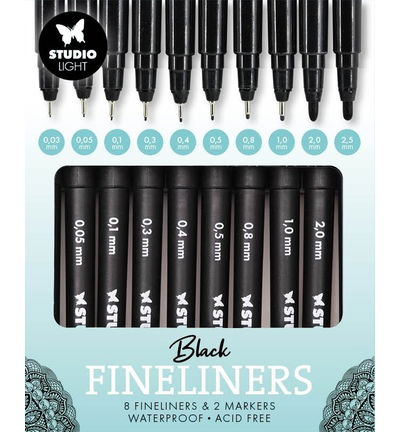 SL Fineliners Black 8x Fineliners 2x Markers Consumables nr.01