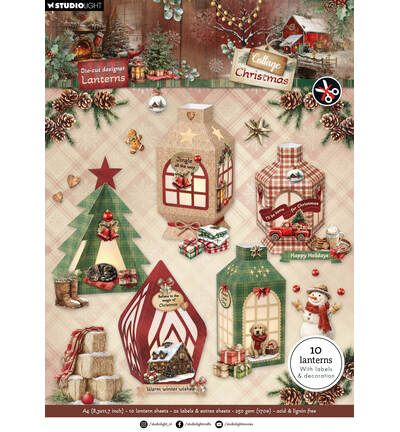 SL DIY Lanterns Die-cut Paper pad Cottage Christmas nr.515 – 12 Sheets