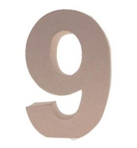 Letras y números de cartón de 17,5 cm, 9