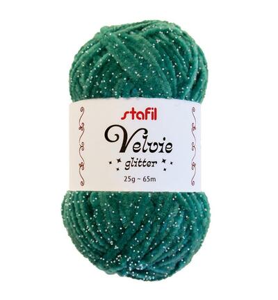 Velvie Glitter yarn 3mm x 65mtr / 25gr, Turquoise/silver