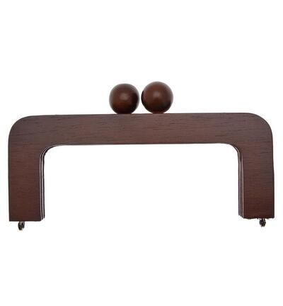 Wooden Bag handles clic-clac, 20 x 8cm brown
