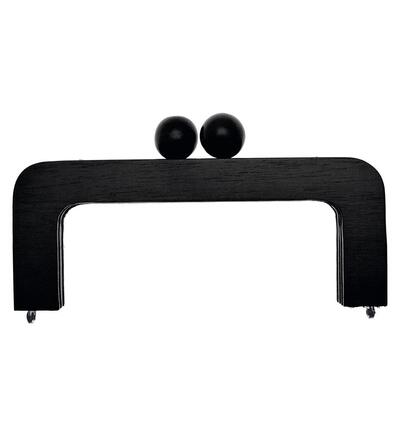 Wooden Bag handles clic-clac, 20 x 8cm Black