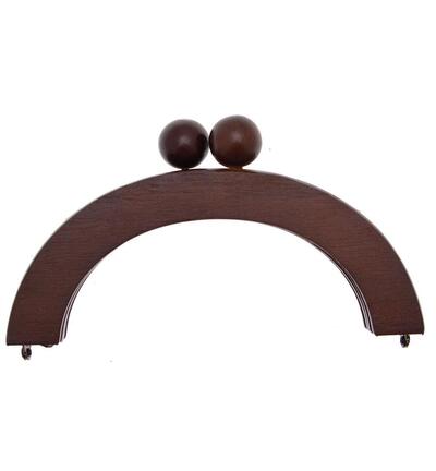 Wooden Bag handles round, 19 x 8cm brown
