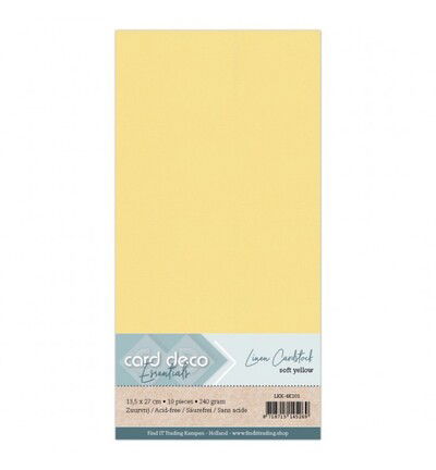 Linnenkarton Cardstock 13,5x27cm, Zachtgeel