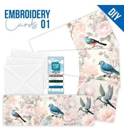 Find IT Stitch & Do Cards 01 – Blauwe vogels