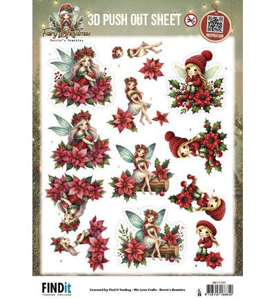 Berrie’s Beauties 3D Push-out – Fairy Christmas – Poinsettia