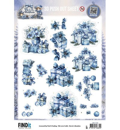 Berrie’s Beauties 3D Push-out – Blue Christmas – Christmas Presents