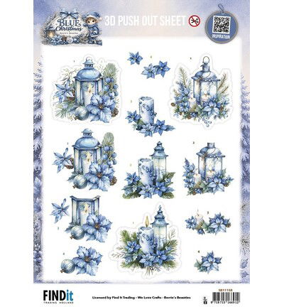 Berrie’s Beauties 3D Push-out – Blue Christmas – Christmas Lanterns
