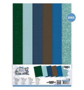 Berrie’s Beauties Linen Cardstock Pack – Blue Christmas – A4