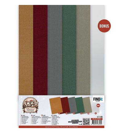 Berrie’s Beauties Linen Cardstock Pack – Whimsical Christmas – A4
