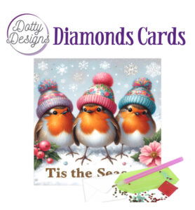 Dotty Designs Diamond Cards, Drie roodborstjes