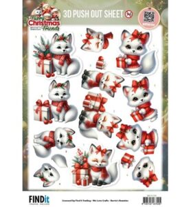 Berrie’s Beauties 3D Push-out – Furry Christmas Friends – Christmas White Fox
