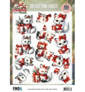 Berrie’s Beauties 3D Cut-Out Sheet, 10 Pieces – Furry Christmas Friends – Christmas White Fox