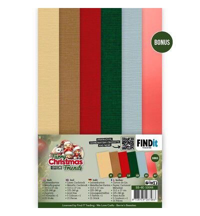 Berrie’s Beauties Linen Cardstock Pack – Furry Christmas Friends – 4K