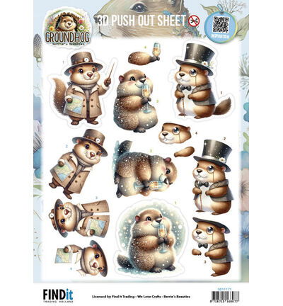 Berrie’s Beauties 3D Push-out – Groundhog – Little Gentlemen