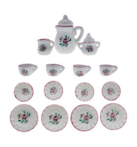 Miniatures, Coffee service x4 white/roses