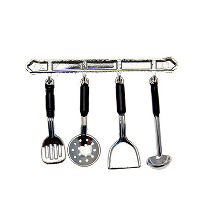 Miniatures, Cocking utensils x5 3cm silver