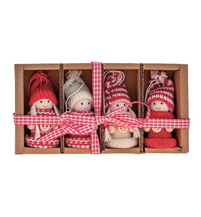 X-mas figures x4 / 7cm red/white