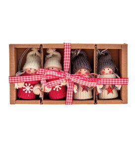 X-mas figures x4 / 7cm red/white/grey