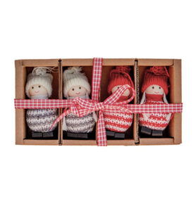 X-mas figures x4 / 7cm red/white/grey