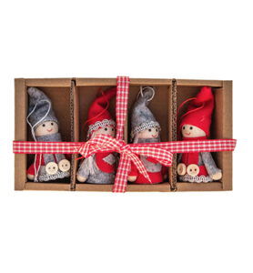 X-mas figures x4 / 7cm red/white