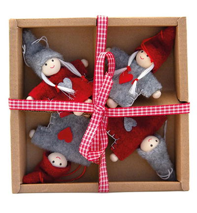 X-mas figures x4 / 9cm red/white