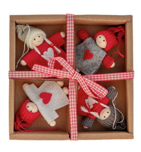 X-mas figures x4 / 9cm red/white/grey